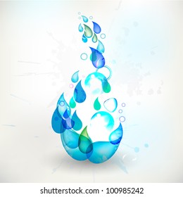 Abstract background water splash  with space for your text. can be use as flyer, banner or poster. vector illustration in EPS 10. Save water and trees concept