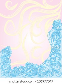abstract background with water and sun. vector illustration