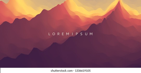 Abstract background. Water surface. Landscape with mountains. Vector illustration for design