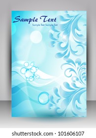 Abstract background with water waves with floral design and space for your text, can be use as flyer, banner or poster for save water concept and other purpose. EPS 10.
