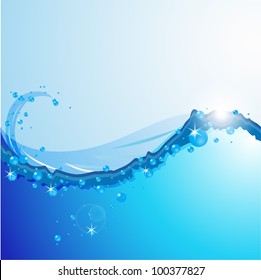 Abstract background with water waves and sun light. can be use as flyer, banner or poster. vector illustration in EPS 10. Save water concept.