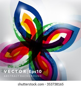 Abstract background. Watercolor and acrylic brush strokes on white background with place for your text. Can be used for poster, brochure, flyer and advertisement material. Vector illustration. Eps10.