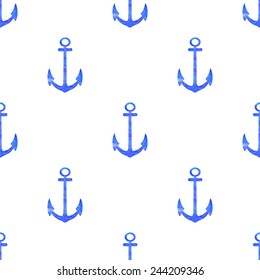 Abstract background with watercolor anchor.Watercolor seamless pattern. Retro design.