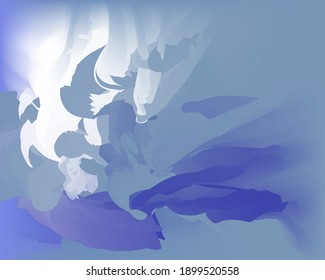 Abstract background. Watercolor blue, white, colors like clouds. Liquid stains and streaks. Magic colorful vector template with blur. For web design with place for text.