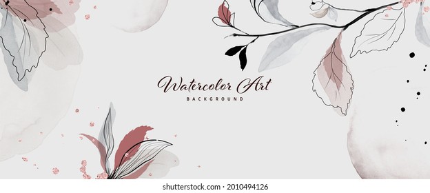 Abstract Background Watercolor Botanical Decorative Pink Gold Drops