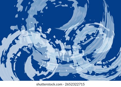 Plano de fundo abstrato de traçados de pincel de aquarela. O ar dobra e espirala na forma de ondas de mar e espuma. Ilustração vetorial