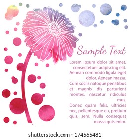 Abstract background with watercolor flower. Vector illustration