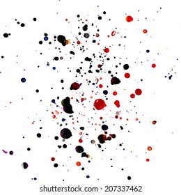 Abstract background with watercolor paint splashes of dark blue and red color