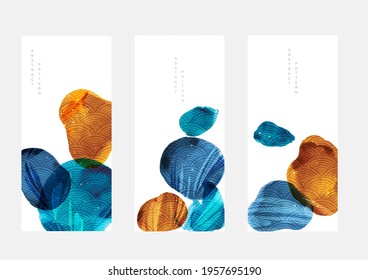 Abstract background with watercolor texture vector. Blue elements with contemporary art card design in vintage style.