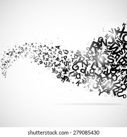 Abstract background with wave abc letters illustration