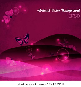 abstract background with wave and butterflies