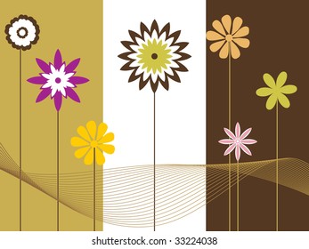 abstract background with wave and colorful bloom tree