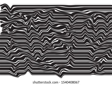 Abstract background wave design black and white, pattern.Texture with wavy, billowy lines.Optical art background. Wave design black and white. Digital image with a zebra stripes. Vector illustration
