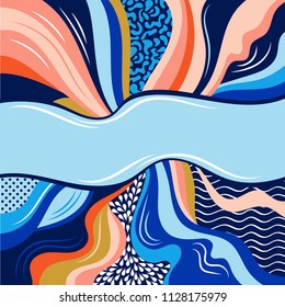 Abstract background with a wave dice with a dynamic circular pattern in the center. Vector drawing.