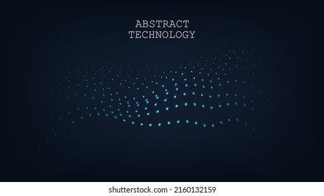 Abstract background. Wave with dots. Illustration technology. Green wave.