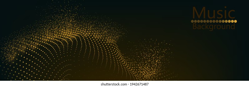 Abstract background with wave of dots.Equalizer for music, showing sound waves with music waves, music background equalizer concept.Vector illustration