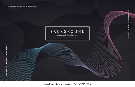 Abstract background. Wave element for design poster. Digital frequency track equalizer. Stylized line art. Colorful shiny wave lines created using blend tool. Curved wavy line smooth stripe. Vector.