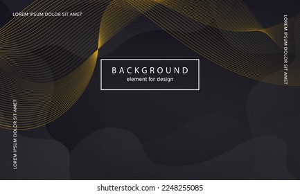 Abstract background. Wave element for design poster. Digital frequency track equalizer. Stylized line art. Gold shiny wave lines created using blend tool. Curved wavy line smooth stripe. Vector.