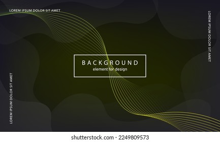 Abstract background. Wave element for design poster. Digital frequency track equalizer. Stylized line art. Green shiny wave lines created using blend tool. Curved wavy line smooth stripe. Vector.