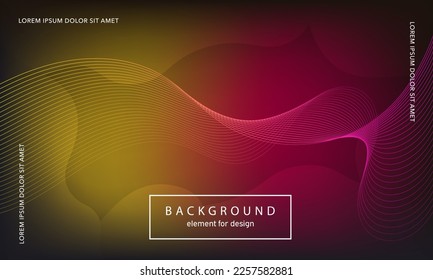 Abstract background. Wave element for design poster. Digital frequency track equalizer. Stylized line art. Colorful shiny wave lines created using blend tool. Curved wavy line smooth stripe. Vector.