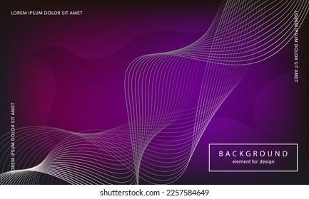 Abstract background. Wave element for design poster. Digital frequency track equalizer. Stylized line art. Colorful shiny wave lines created using blend tool. Curved wavy line smooth stripe. Vector.