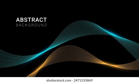 Abstract background with wave forms on black color