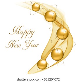 Abstract background with wave and gold Christmas ball