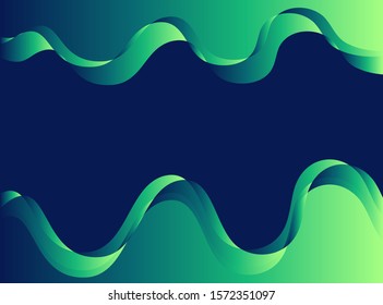 Abstract Background With Wave Green Blue Gradient Shape. For Futuristic Ad, Backdrop. Vector Illustration with Color Gradient