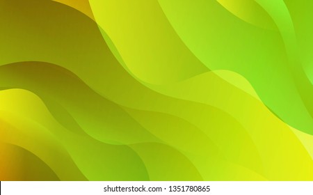 Abstract Background With Wave Green Yellow Gradient Shape. For Futuristic Ad, Booklets. Vector Illustration with Color Gradient