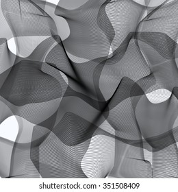 abstract background with wave imitating transparent fabric, vector smooth lines