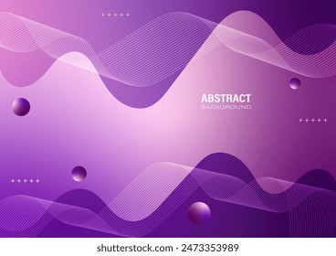 El fondo abstracto de la línea de onda y la curva tiene un movimiento suave, y los Elementos de diseño están decorados con círculos sobre un fondo degradado rosa y púrpura. Ilustración vectorial.