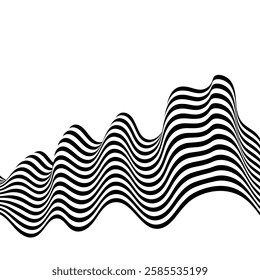 Abstract background with wave lines. Dynamic abstract vector design. 3D optical illusion- line art.