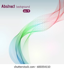 Abstract background with wave lines, vector illustration. Red, green, blue colors. 