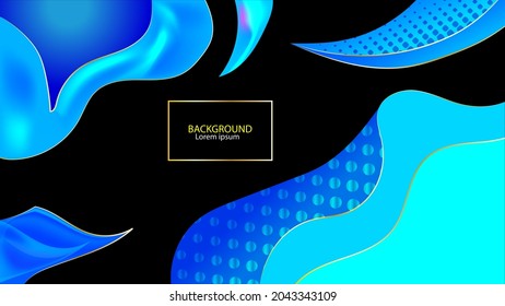 abstract background with wave on black and blue color