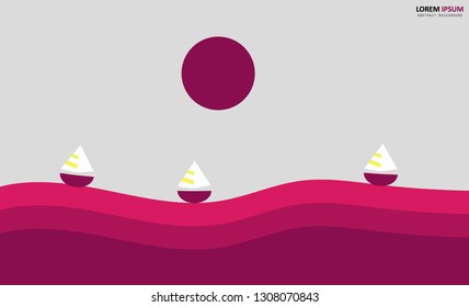 Abstract background with wave and sailboat. Colorful. Modern design. Eps 10.