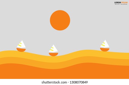 Abstract background with wave and sailboat. Colorful. Modern design. Eps 10.