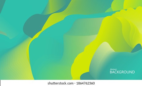 Abstract background in wave shape, blend of blue, yellow and white