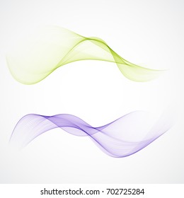 Abstract background wave of smoke.Blue and green wave.Set of vector abstract waves.
