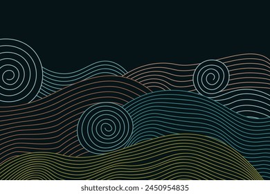 abstract background with a wave theme, Japanese line art style, presentation background, invitation