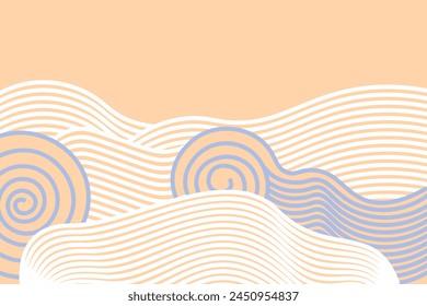 abstract background with a wave theme, Japanese line art style, presentation background, invitation