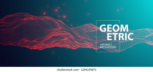 Abstract background with waves. 3D surface.