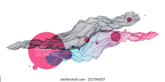 Abstract background with waves. 3D surface.