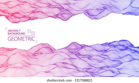 Abstract background with waves. 3D surface.