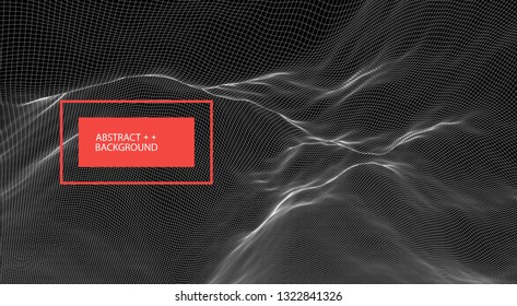 Abstract background with waves. 3D surface.