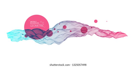 Abstract background with waves. 3D surface.