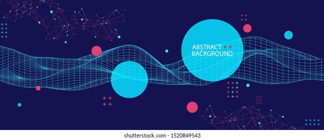 Abstract background with waves. 3D surface.