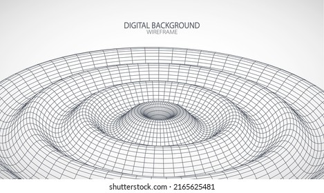 Abstract background with waves. 3D surface. Template for science and technology presentation.