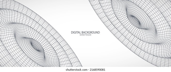 Abstract background with waves. 3D surface. Template for science and technology presentation.