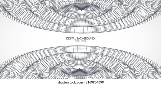 Abstract background with waves. 3D surface. Template for science and technology presentation.
