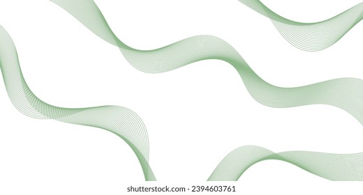 Abstract background with waves for banner. Medium banner size. Vector background with lines. Element for design isolated on white. Green color